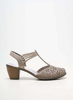 Sandales/nu pieds matière lisse talon de 4 à 6cm gris RIEKER femme