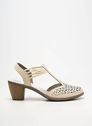 Sandales/nu pieds matière lisse talon de 4 à 6cm beige RIEKER femme