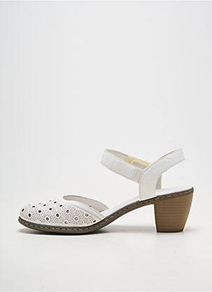 Sandales/nu pieds matière lisse talon de 4 à 6cm blanc RIEKER femme