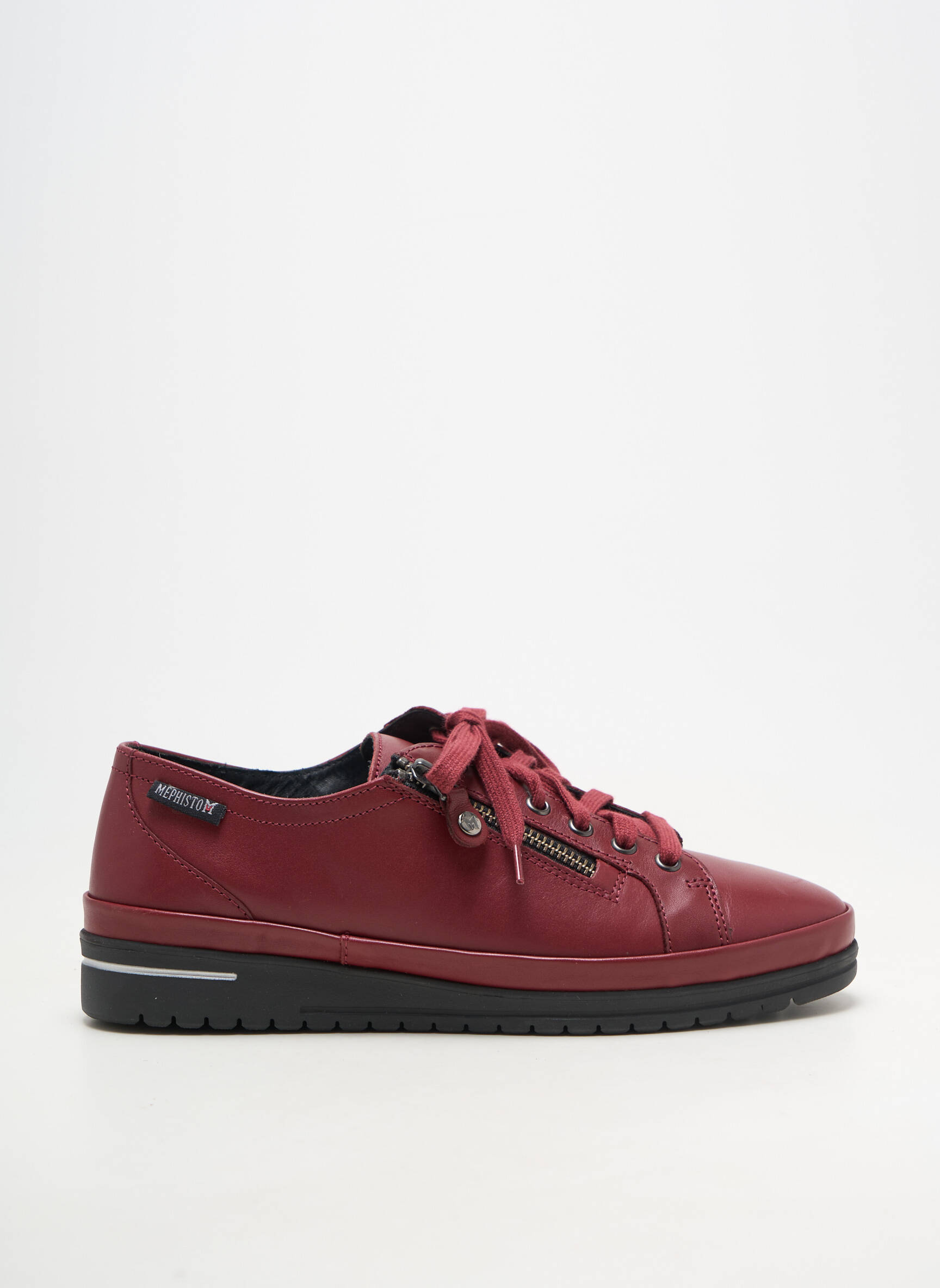 Baskets matière lisse talon plat jusqu'à 3cm rouge MEPHISTO femme