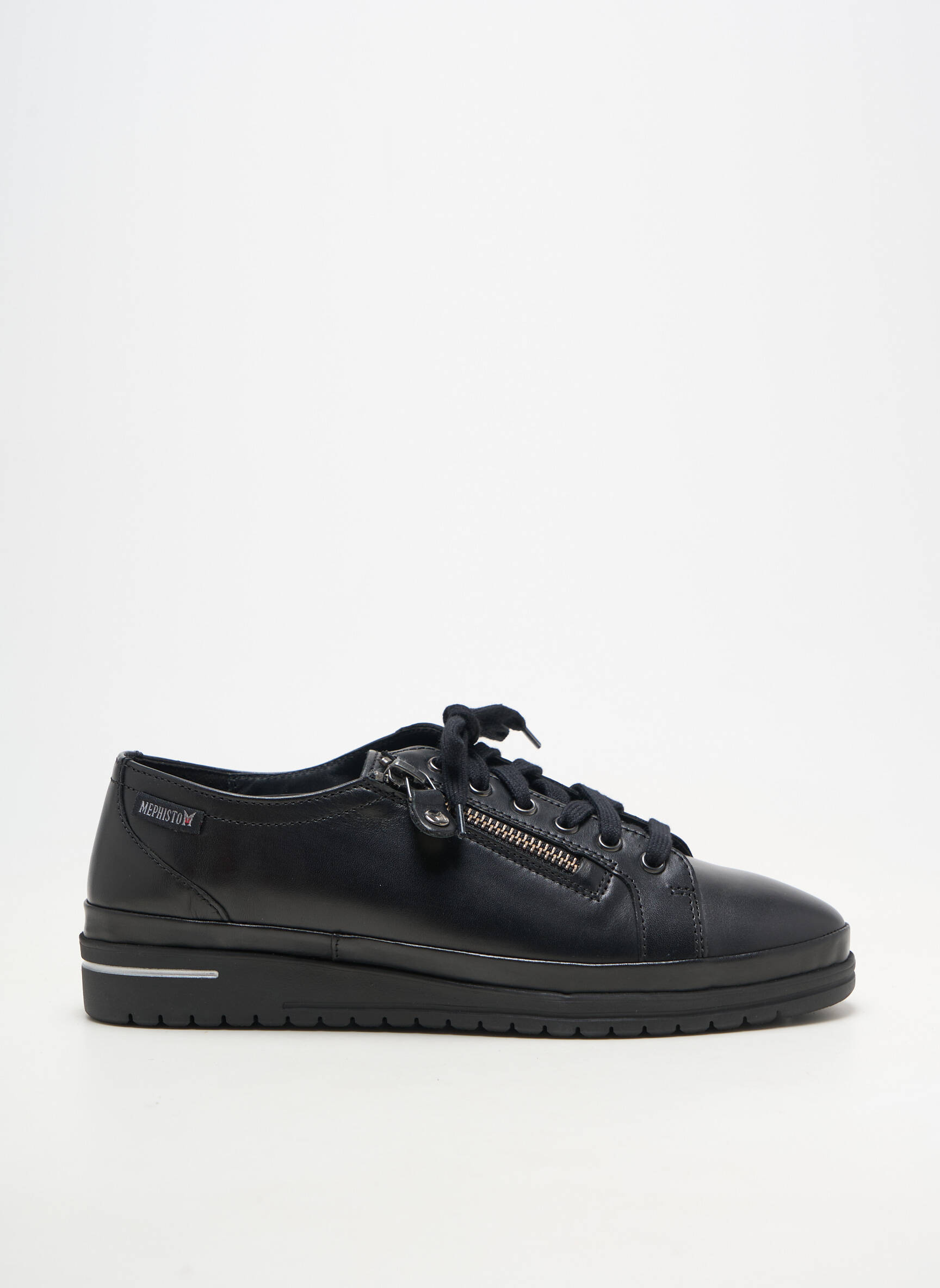 Baskets matière lisse talon plat jusqu'à 3cm noir MEPHISTO femme