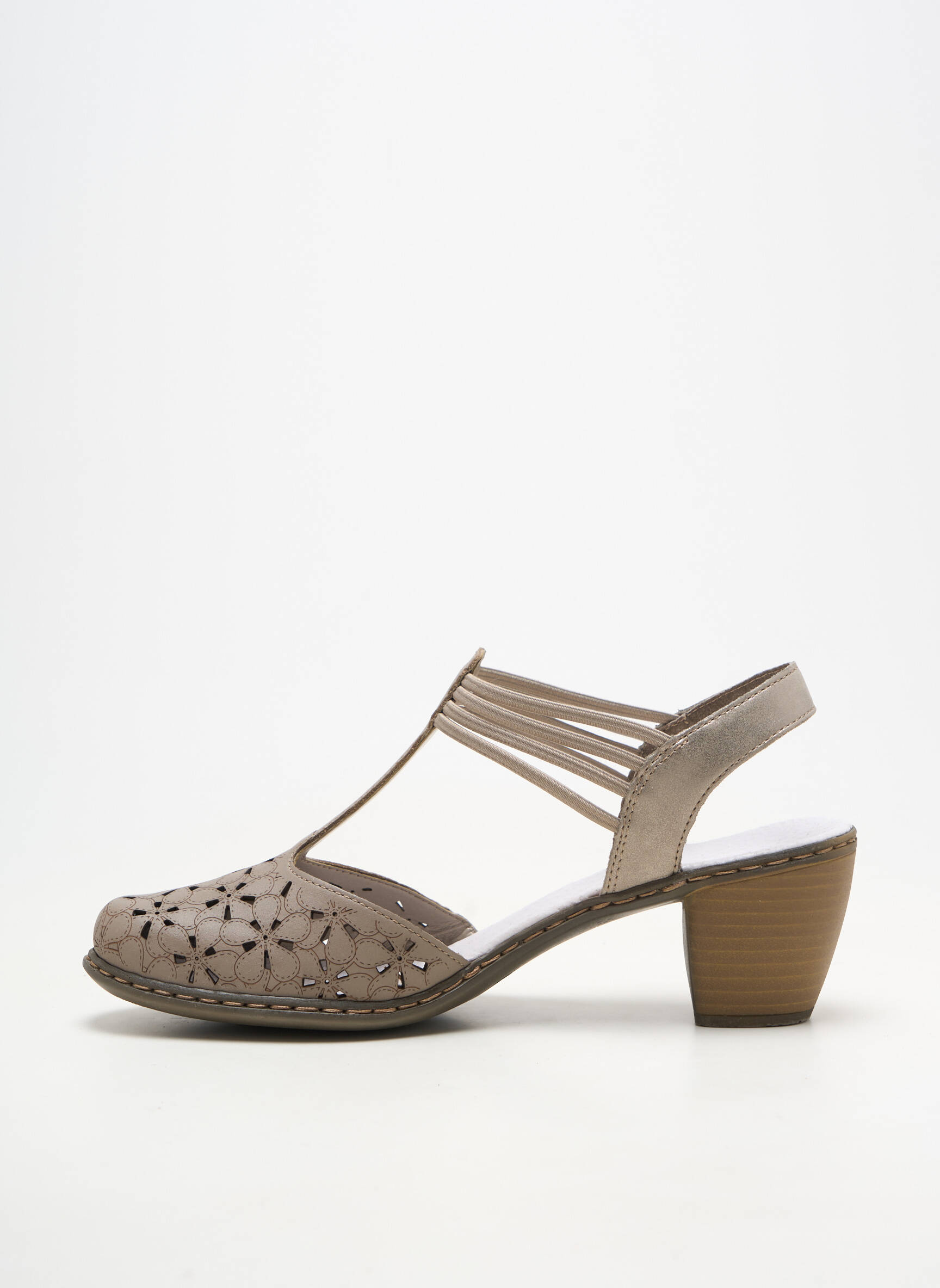Sandales/nu pieds matière lisse talon de 4 à 6cm gris RIEKER femme