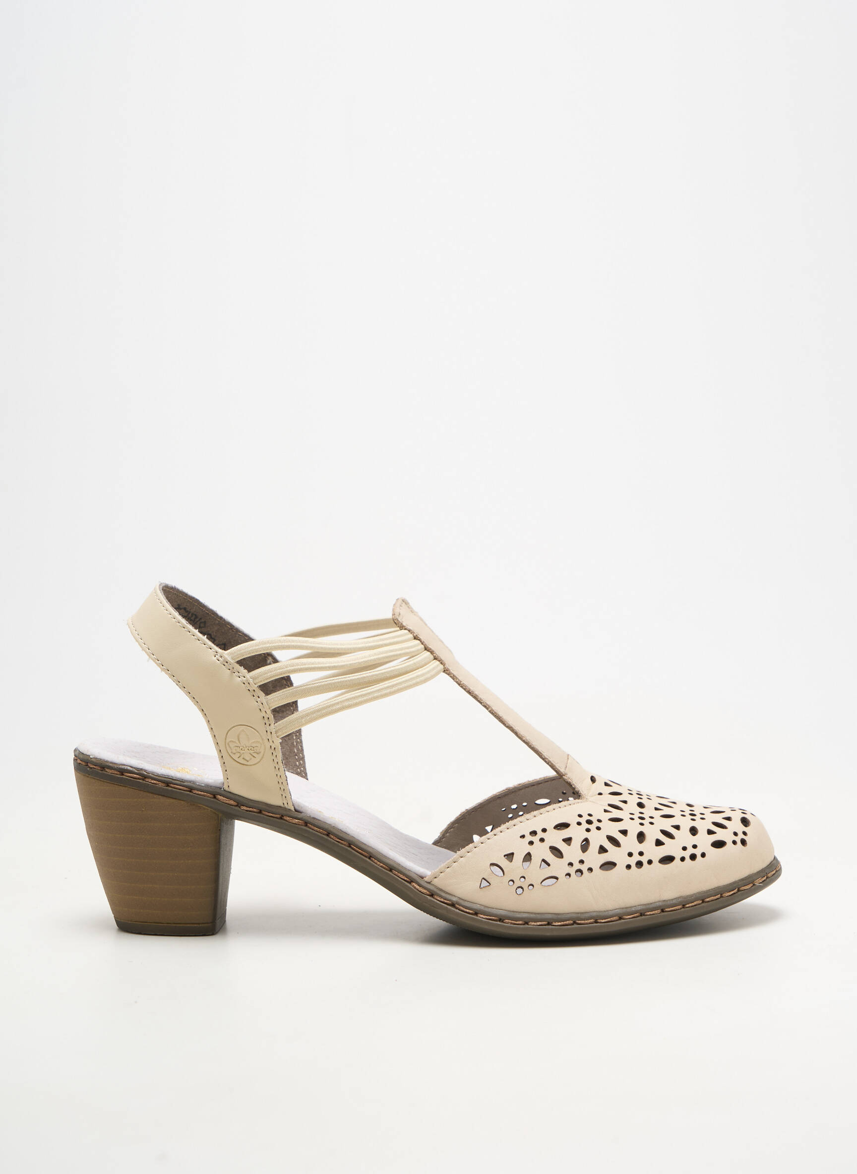 Sandales/nu pieds matière lisse talon de 4 à 6cm beige RIEKER femme