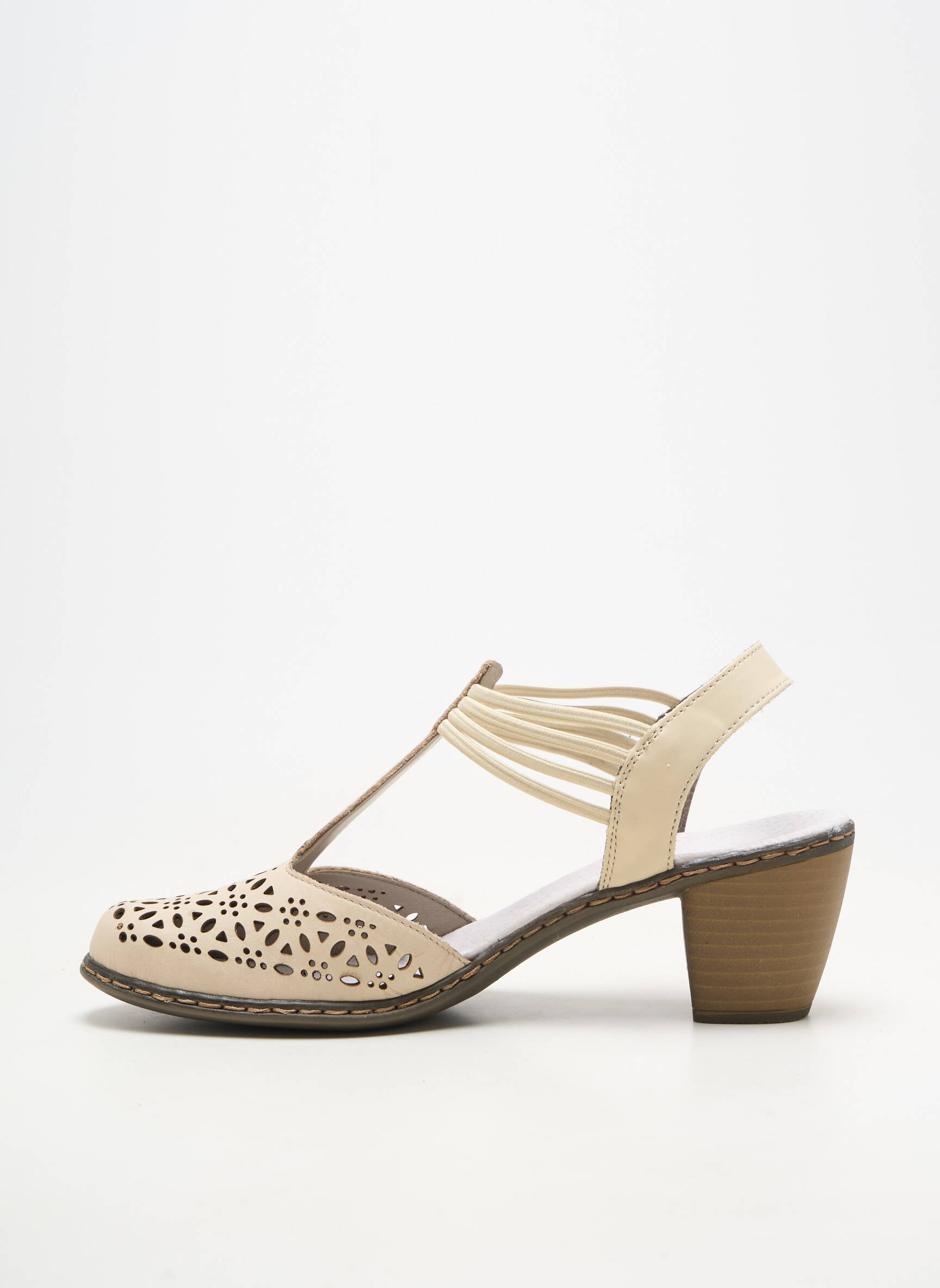 Sandales/nu pieds matière lisse talon de 4 à 6cm beige RIEKER femme