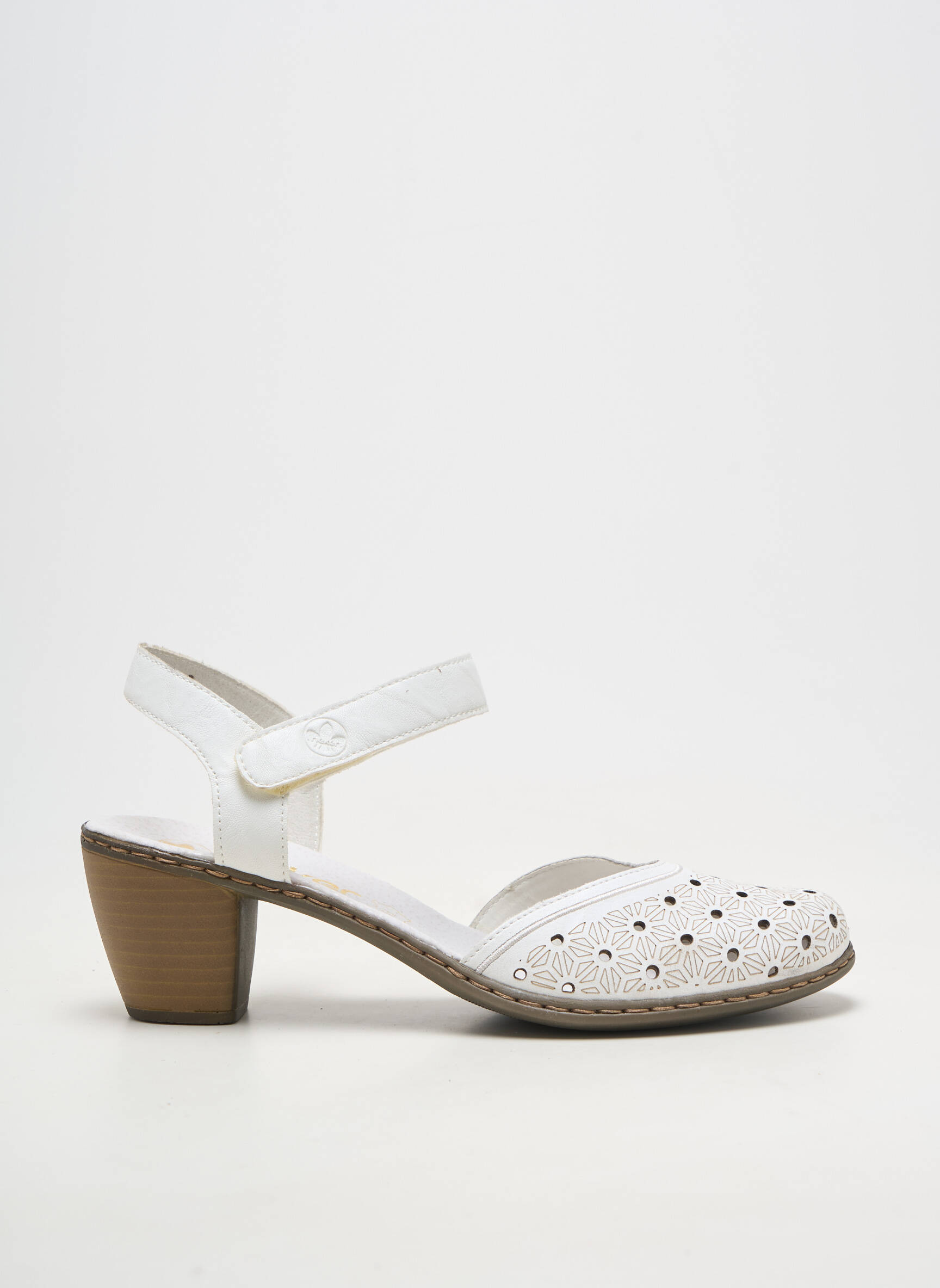 Sandales/nu pieds matière lisse talon de 4 à 6cm blanc RIEKER femme