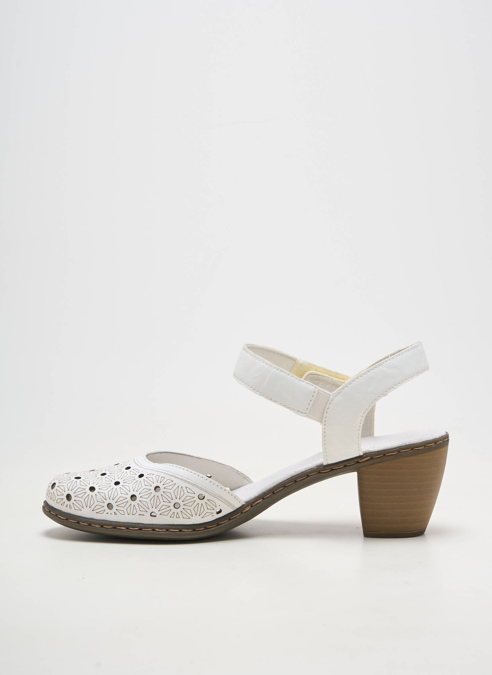 Sandales/nu pieds matière lisse talon de 4 à 6cm blanc RIEKER femme
