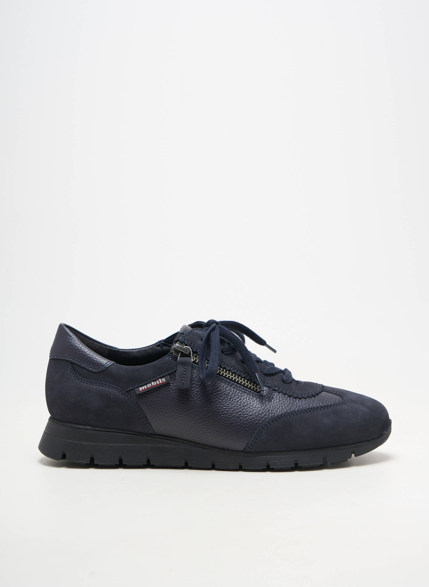Baskets fermeture zip et lacets talon plat jusqu'à 3cm bleu MOBILS femme