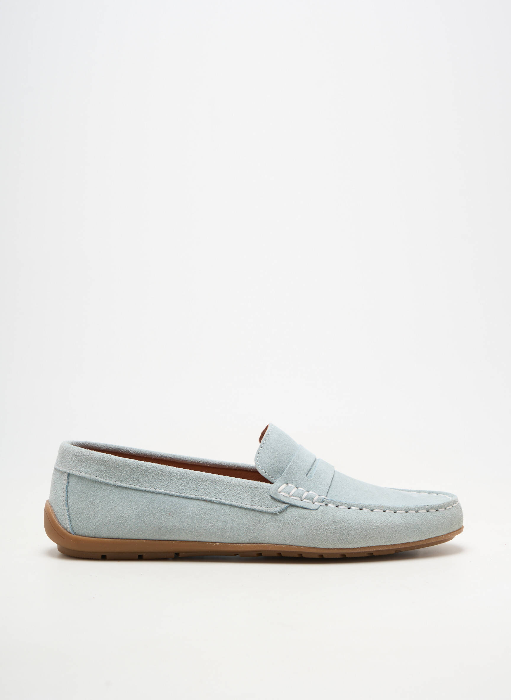 Mocassins bout rond talon plat jusqu'à 3cm bleu clair ORLAND femme
