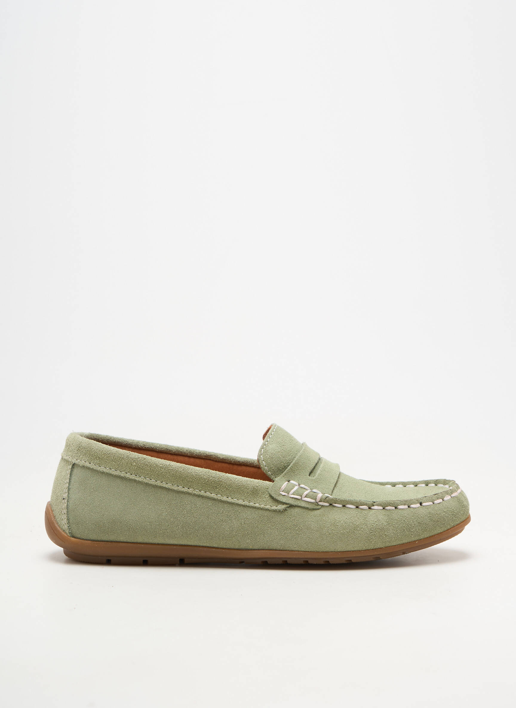 Mocassins bout rond talon plat jusqu'à 3cm vert ORLAND femme
