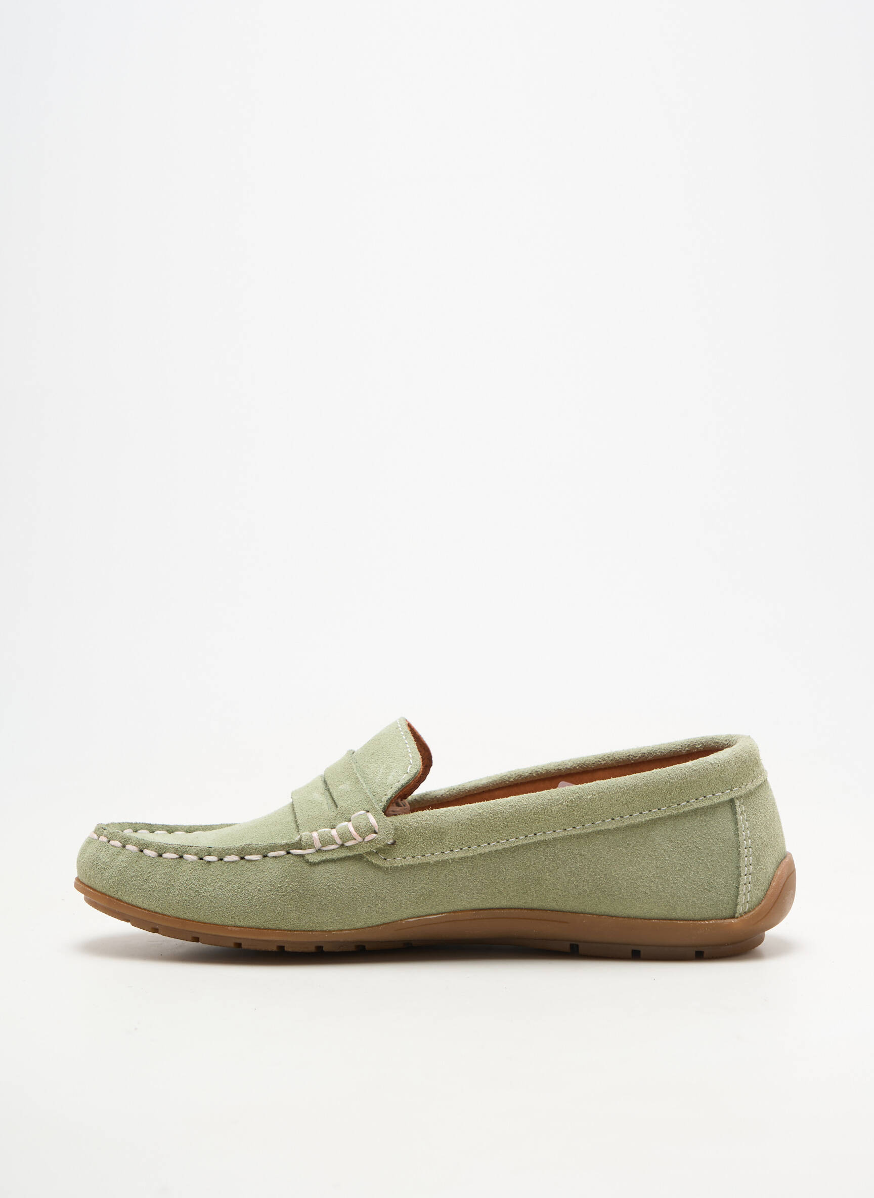 Mocassins bout rond talon plat jusqu'à 3cm vert ORLAND femme