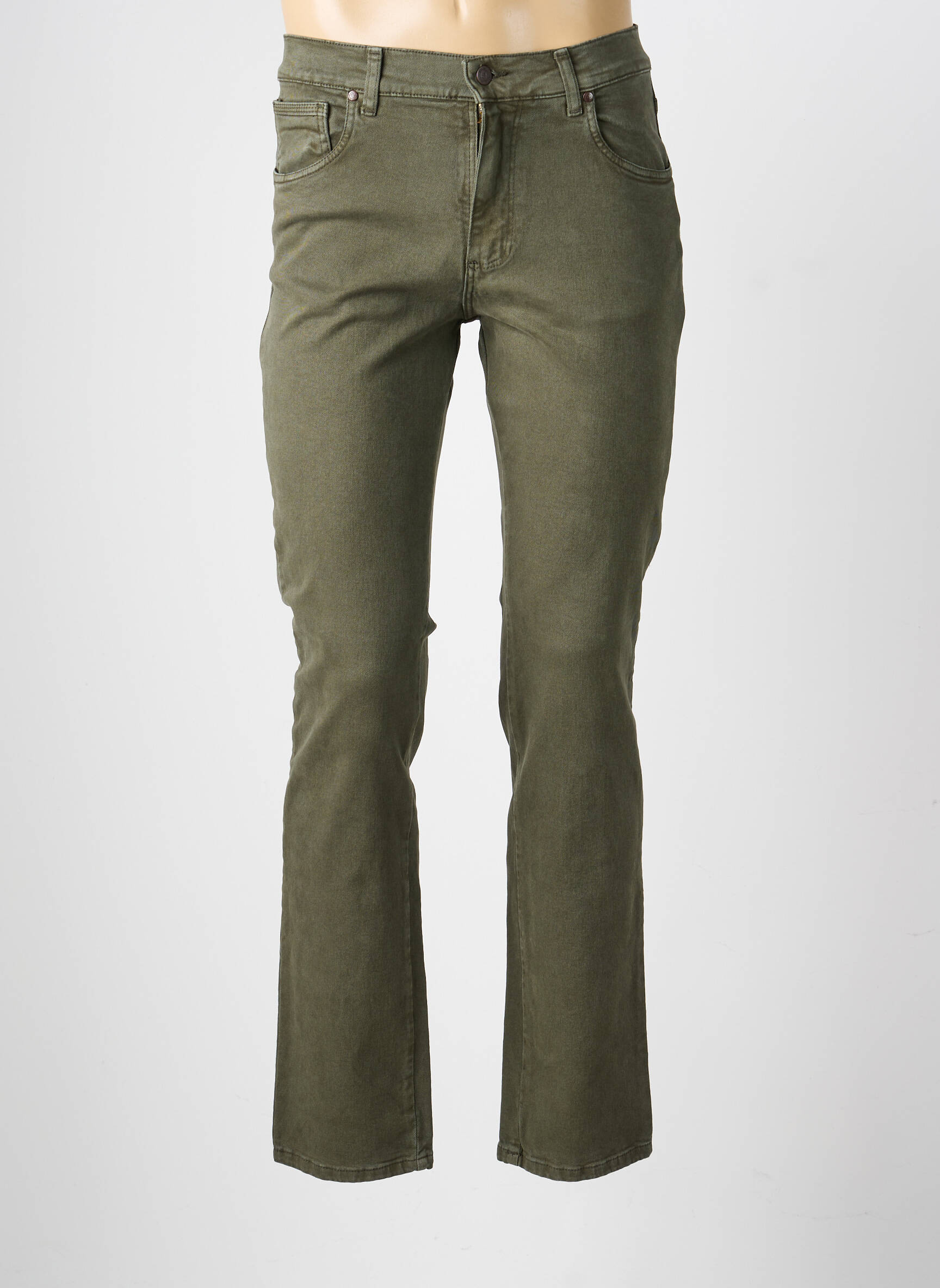 Jeans coupe slim fermeture zippée sous rabat boutonné taille normale vert LCDN homme