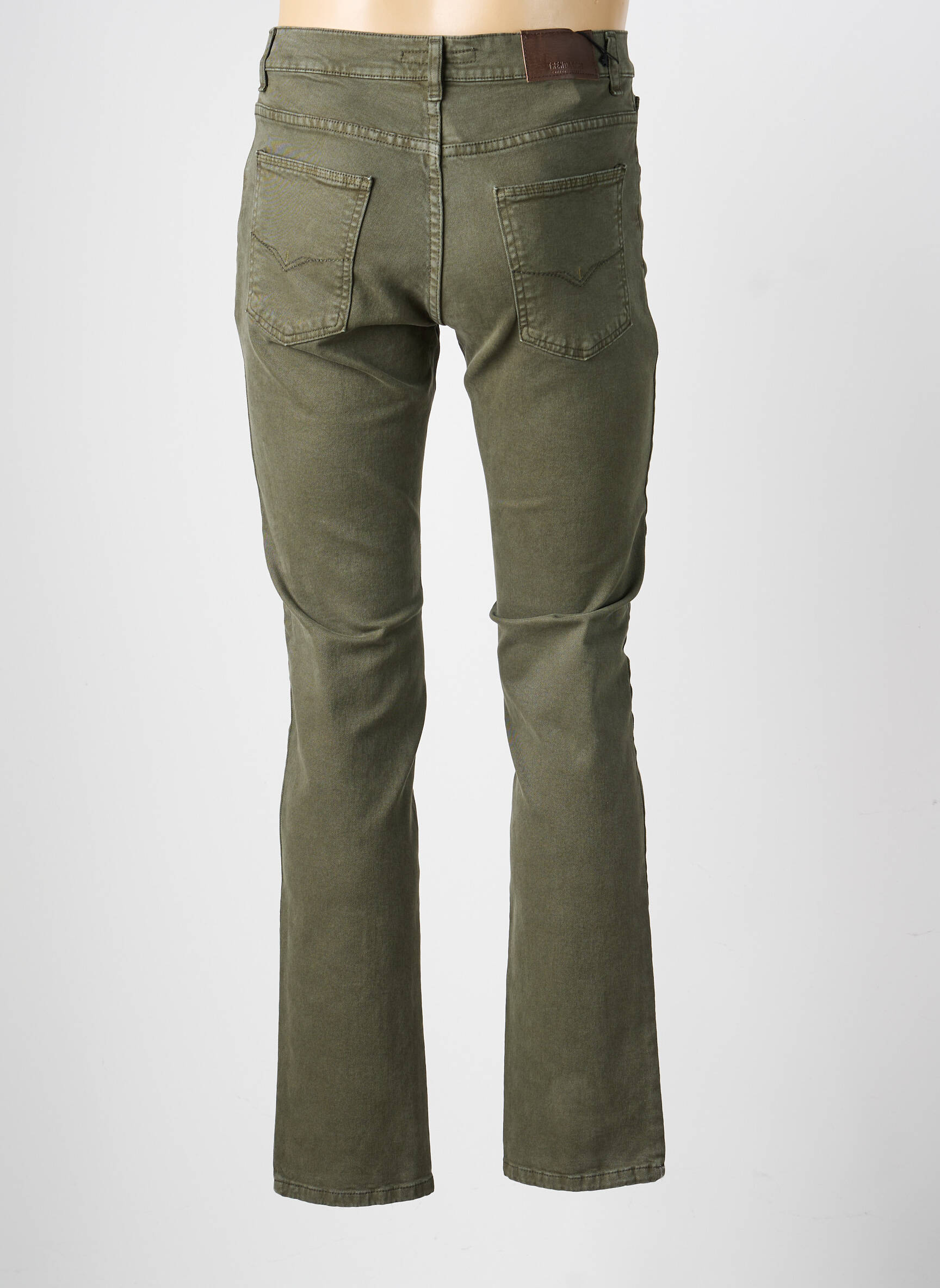 Jeans coupe slim fermeture zippée sous rabat boutonné taille normale vert LCDN homme