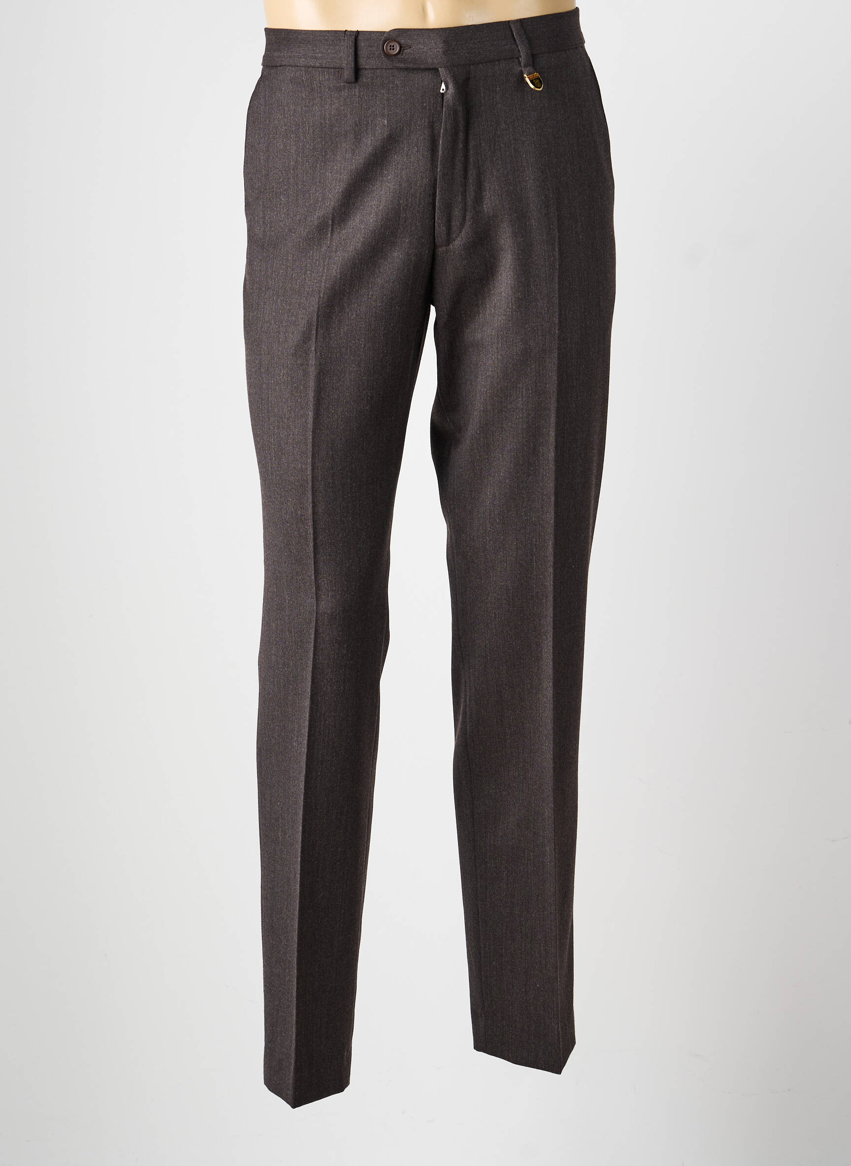 Pantalon slim tissage chiné taille normale marron LUCAN homme