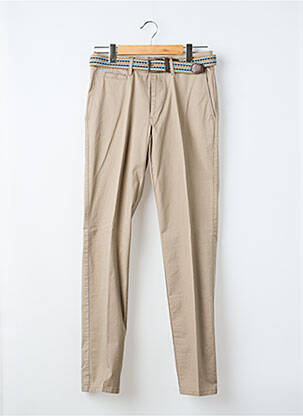 Pantalon chino tissage popeline taille normale marron LCDN homme
