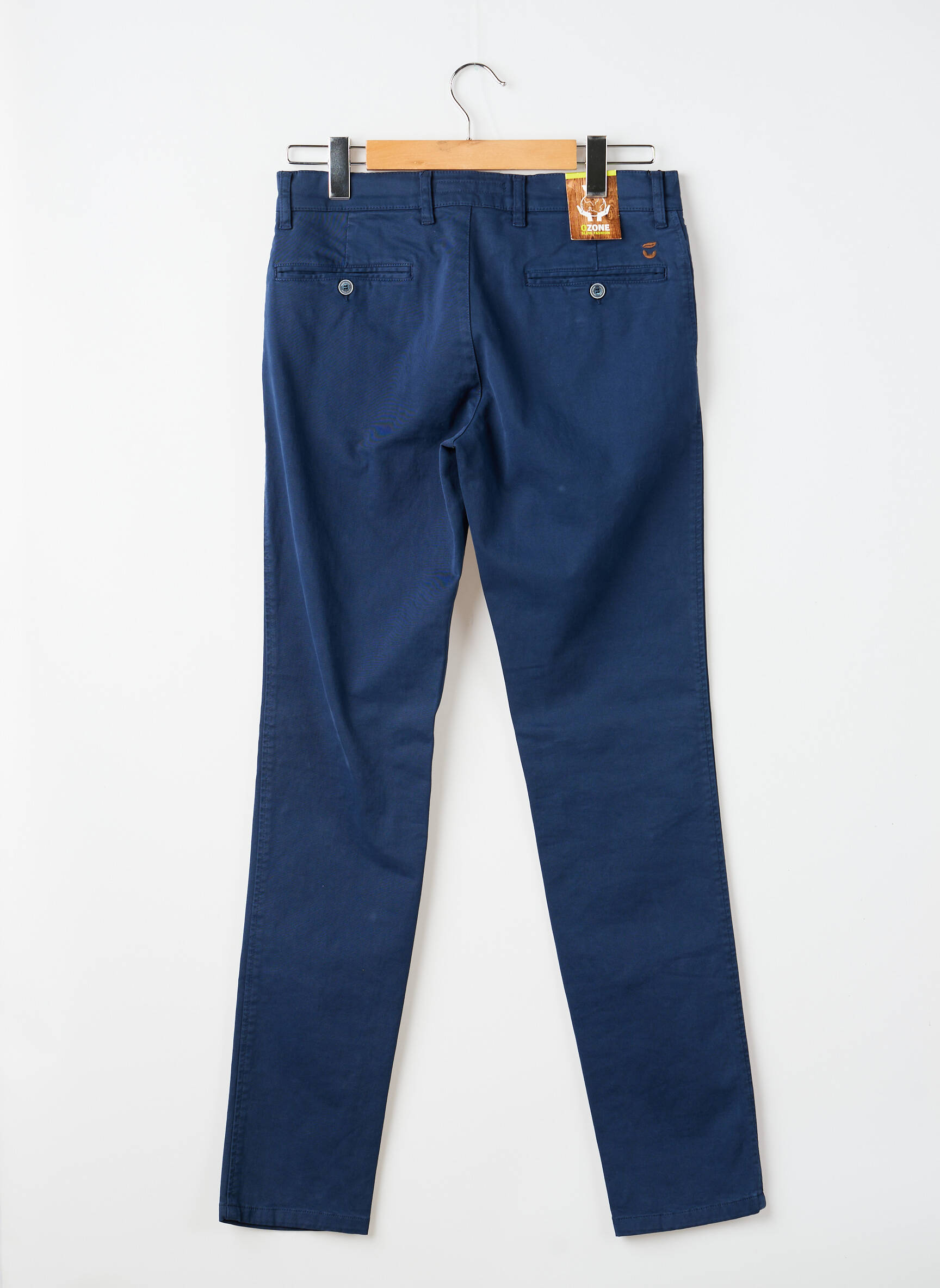Pantalon chino tissage popeline taille normale bleu LCDN homme