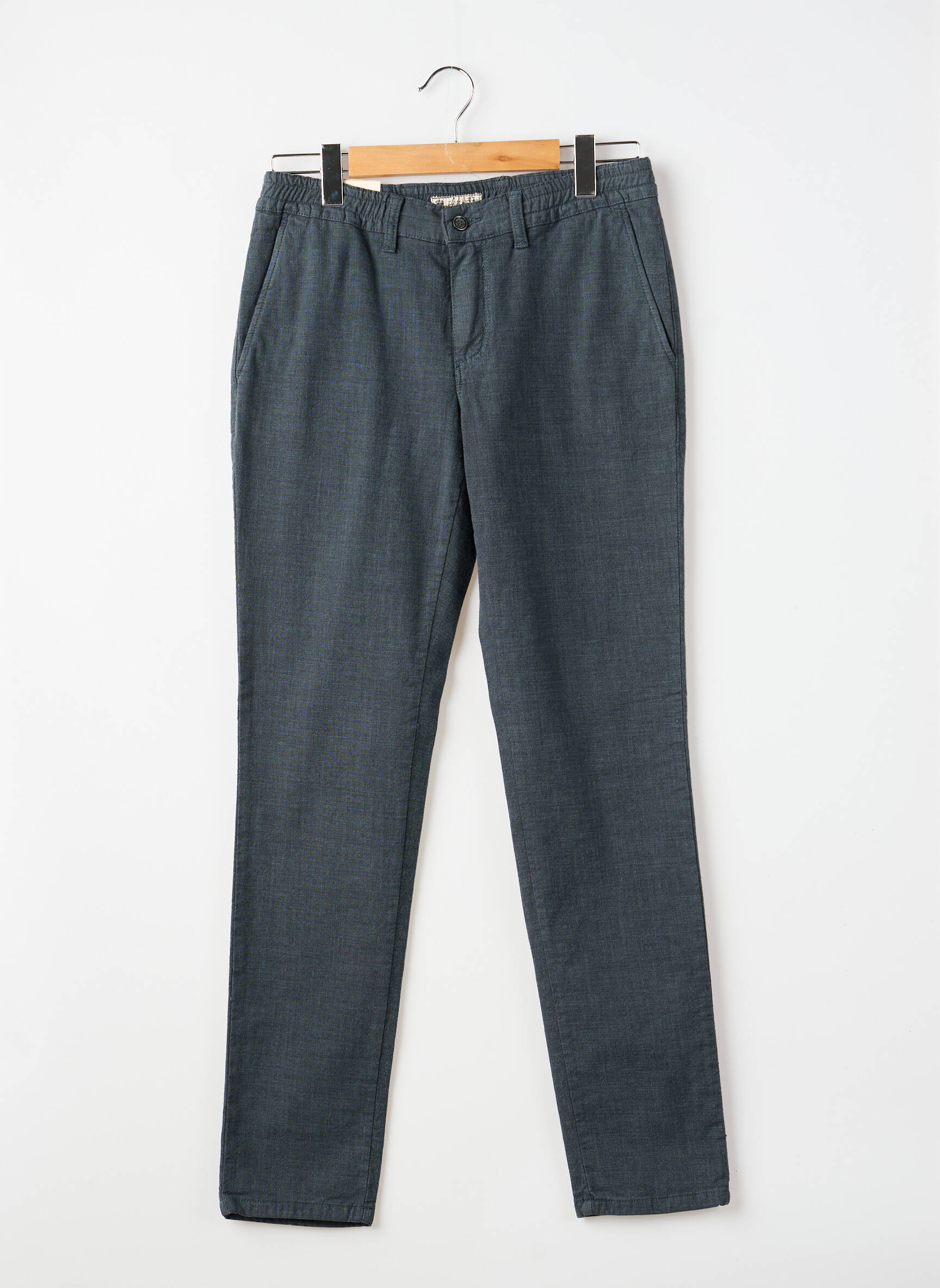Pantalon chino tissage chiné taille normale bleu LDCN homme
