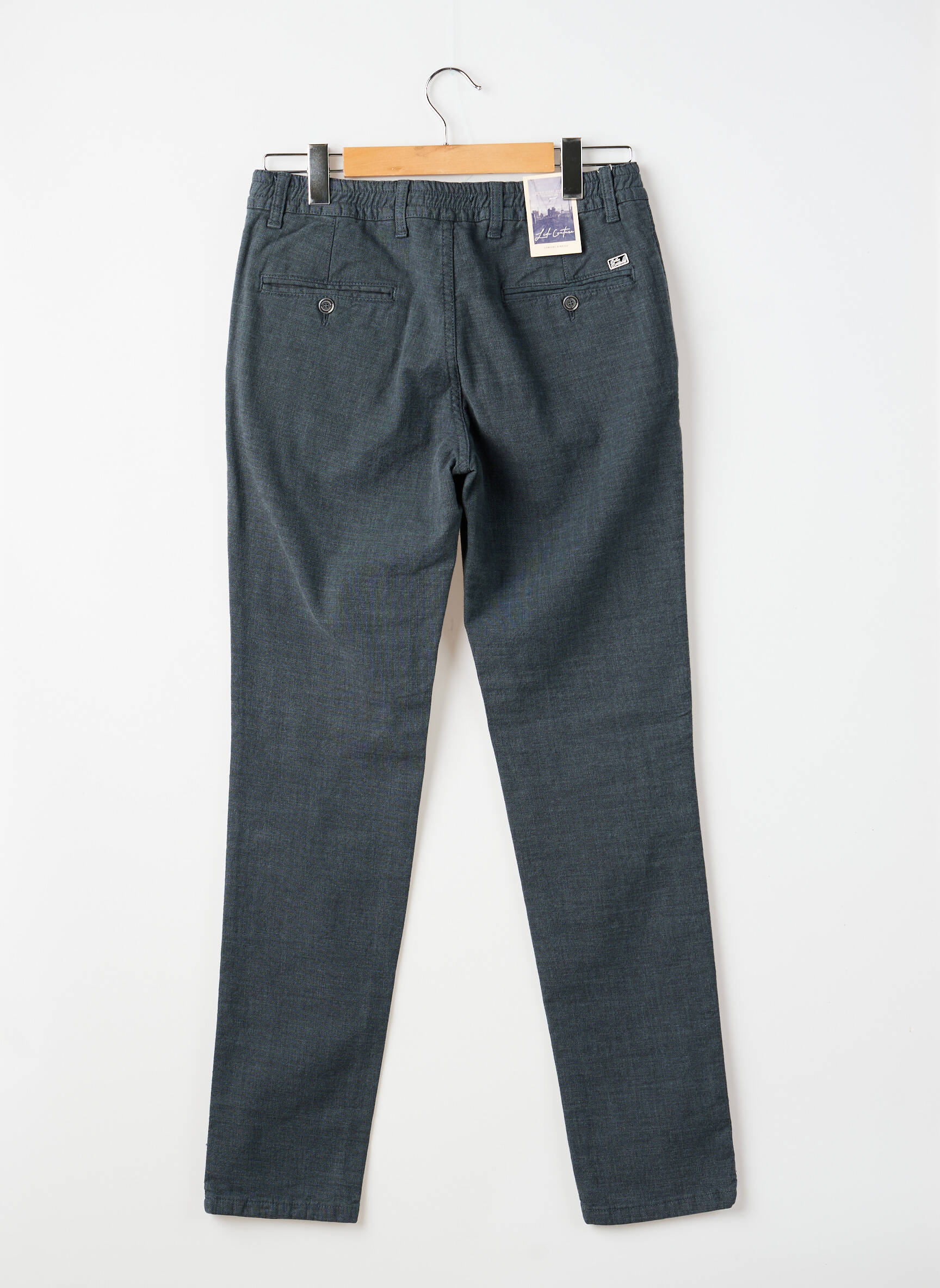 Pantalon chino tissage chiné taille normale bleu LDCN homme