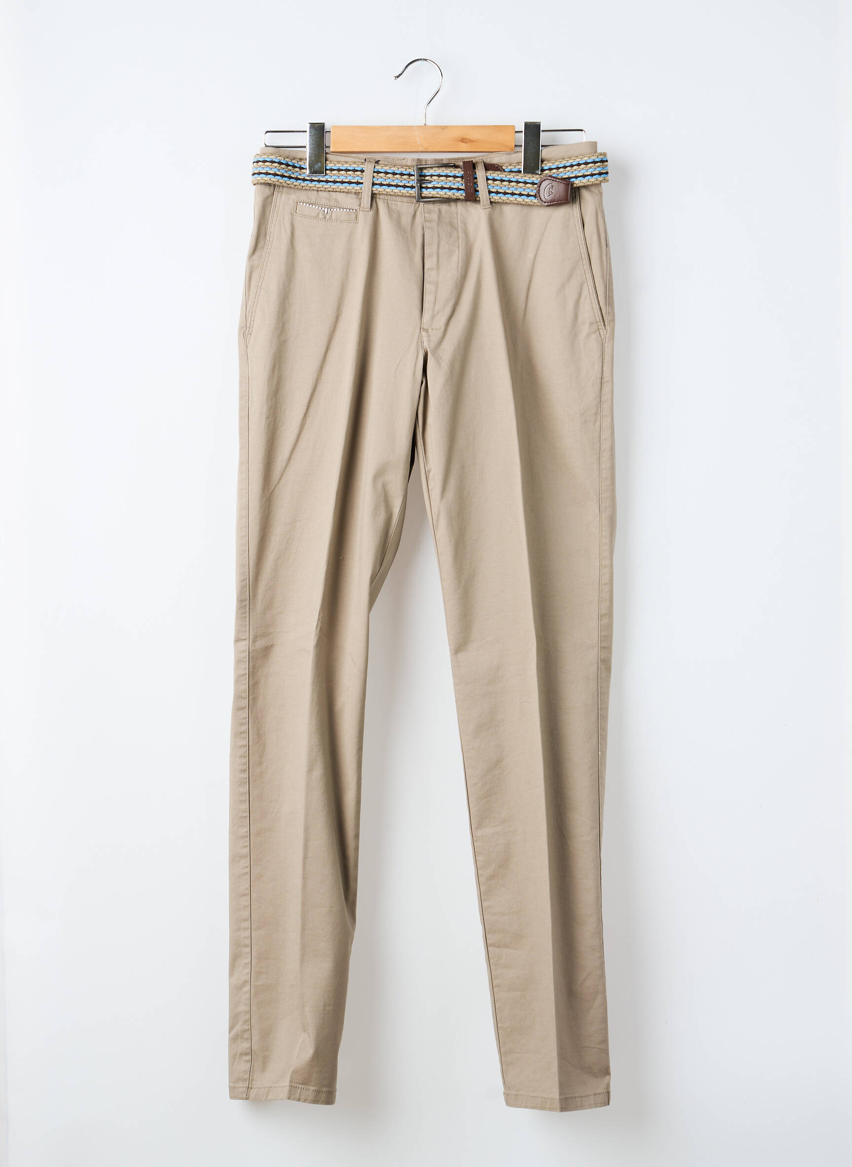 Pantalon chino tissage popeline taille normale marron LCDN homme