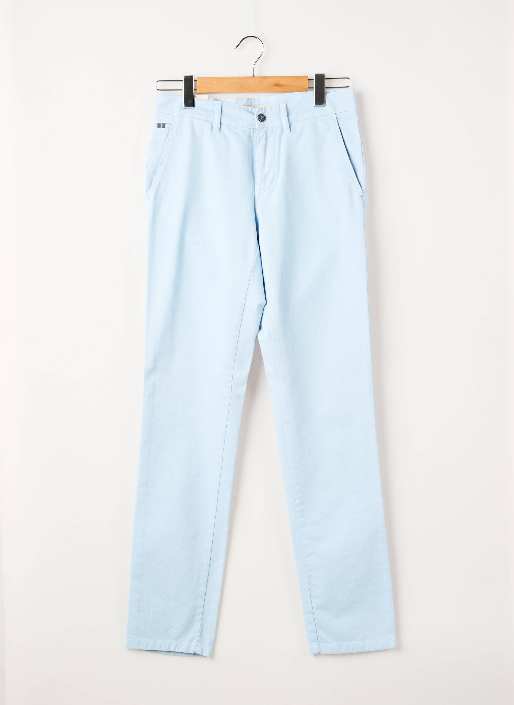 Pantalon chino tissage popeline taille normale bleu LCDN homme