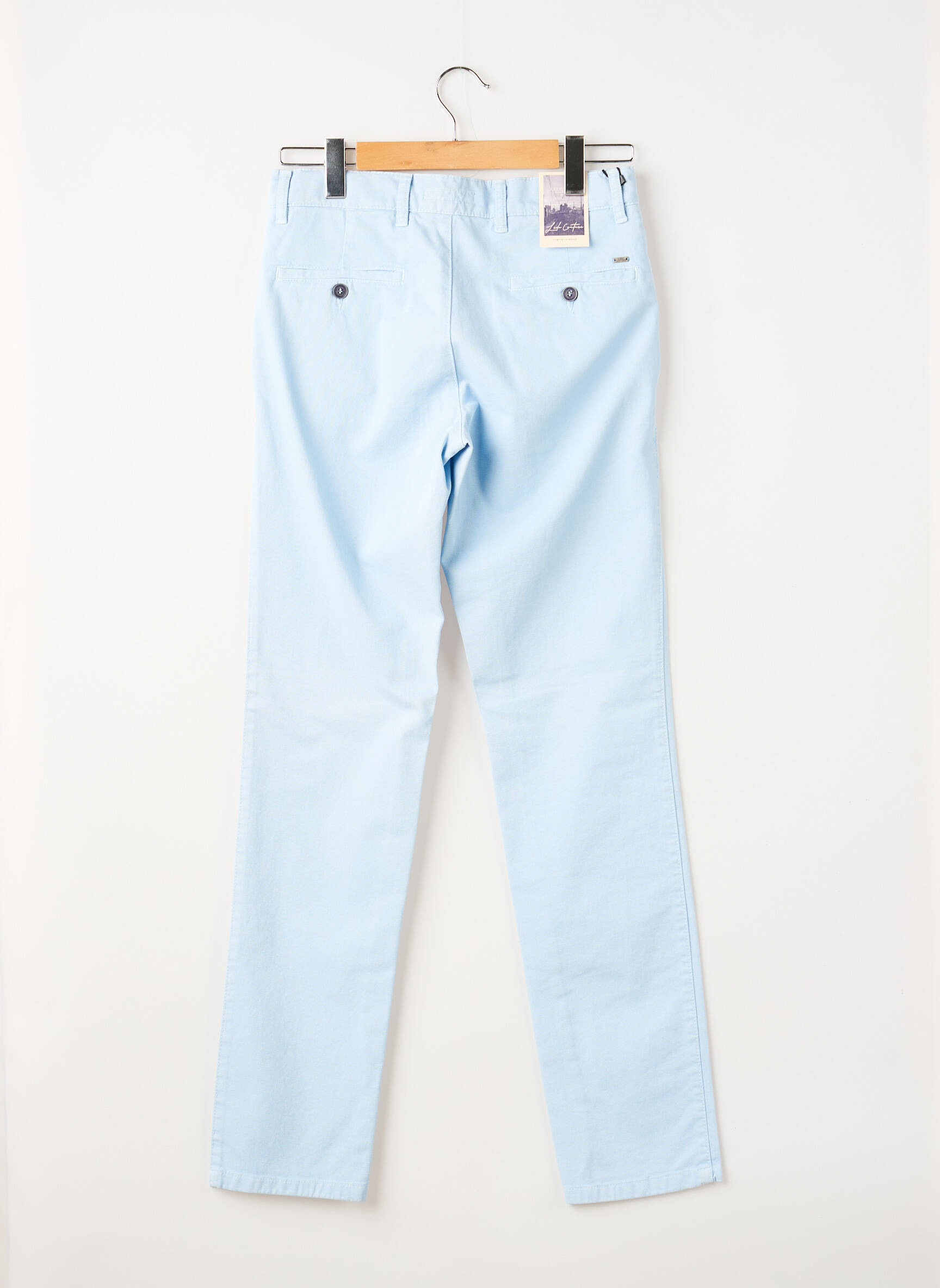 Pantalon chino tissage popeline taille normale bleu LCDN homme