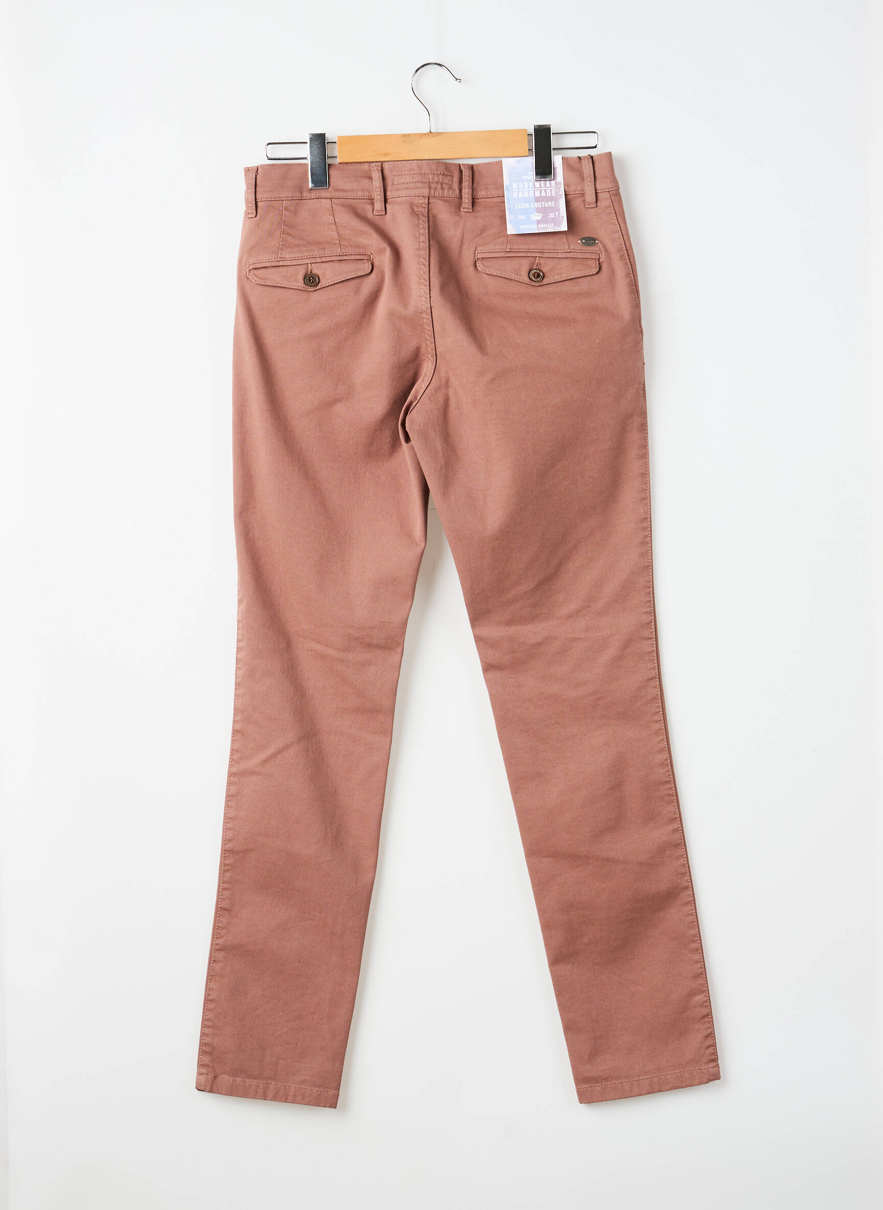 Pantalon chino tissage popeline taille normale rose LCDN homme