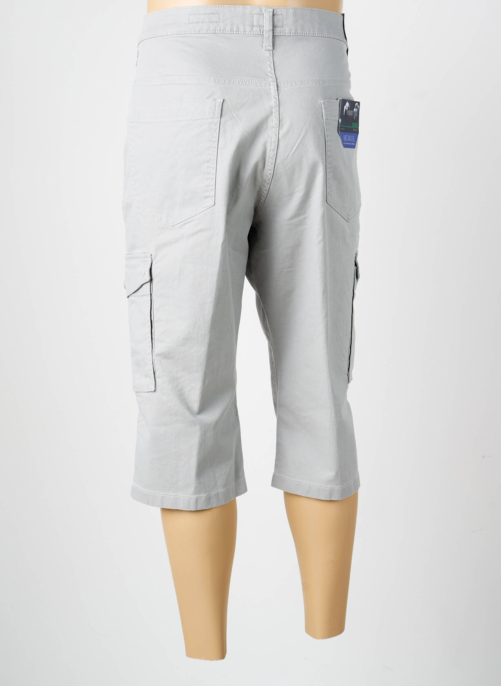 Pantacourt tissage popeline taille normale gris PIONEER homme
