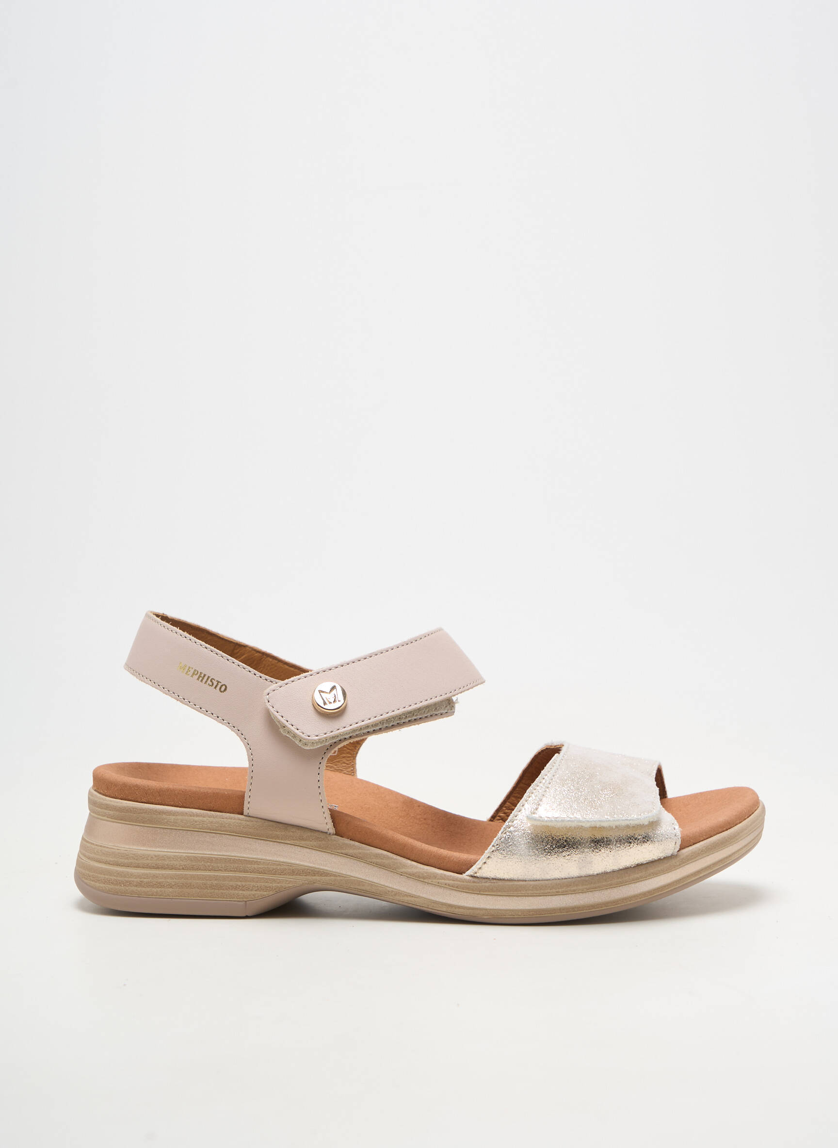 Sandales/nu pieds matière lisse talon plat jusqu'à 3cm beige MEPHISTO femme