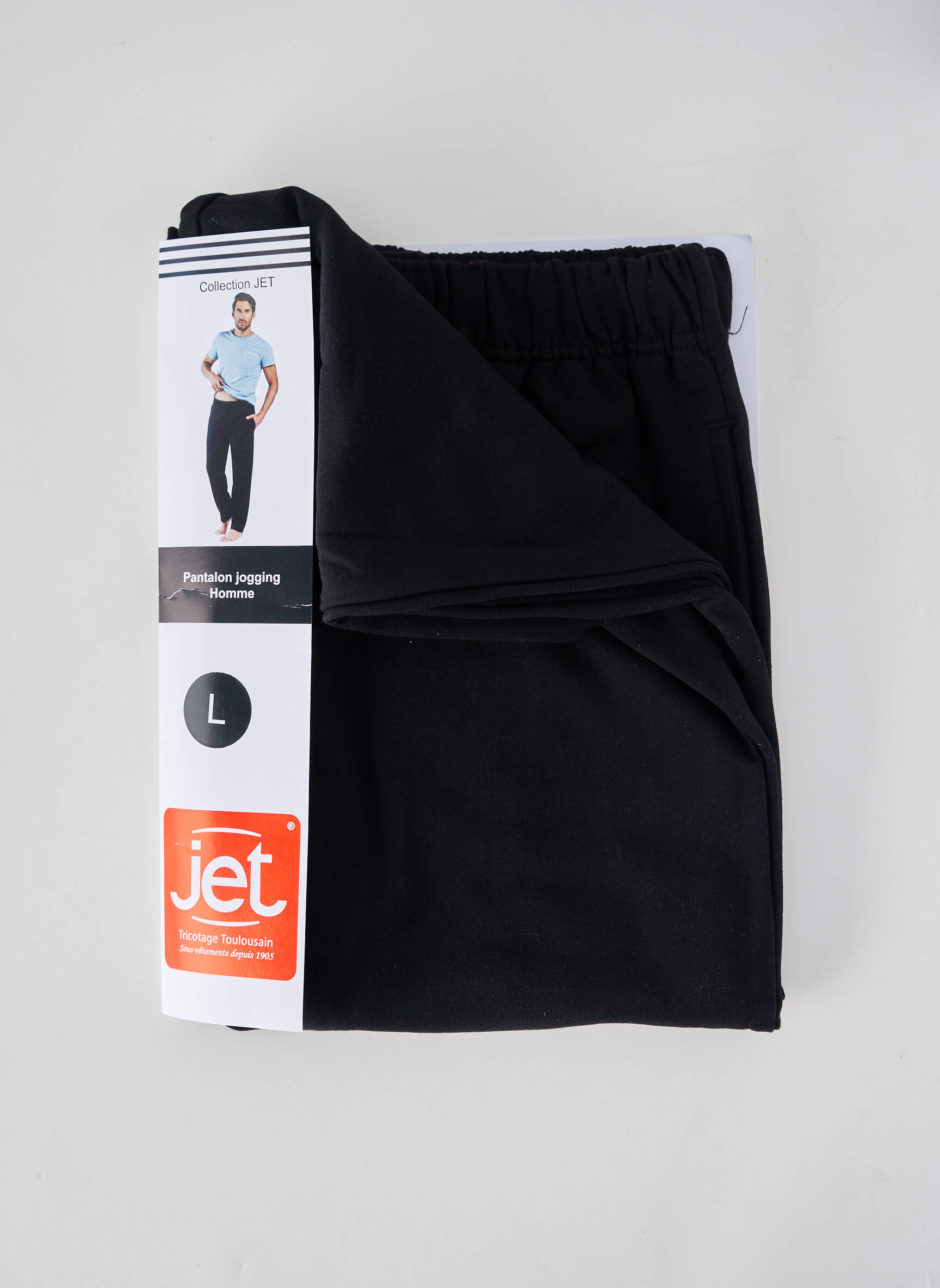 Jogging tissage jersey taille normale noir JET homme
