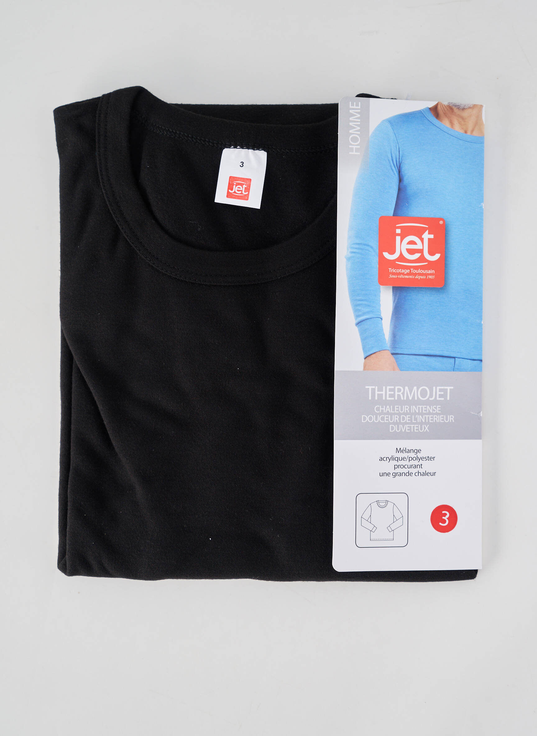 T-shirt coupe cintrée manches longues noir JET homme