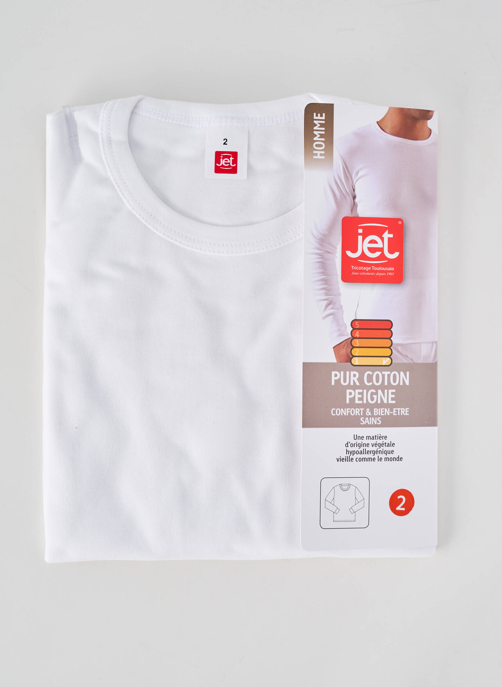 T-shirt coupe cintrée manches longues blanc JET homme