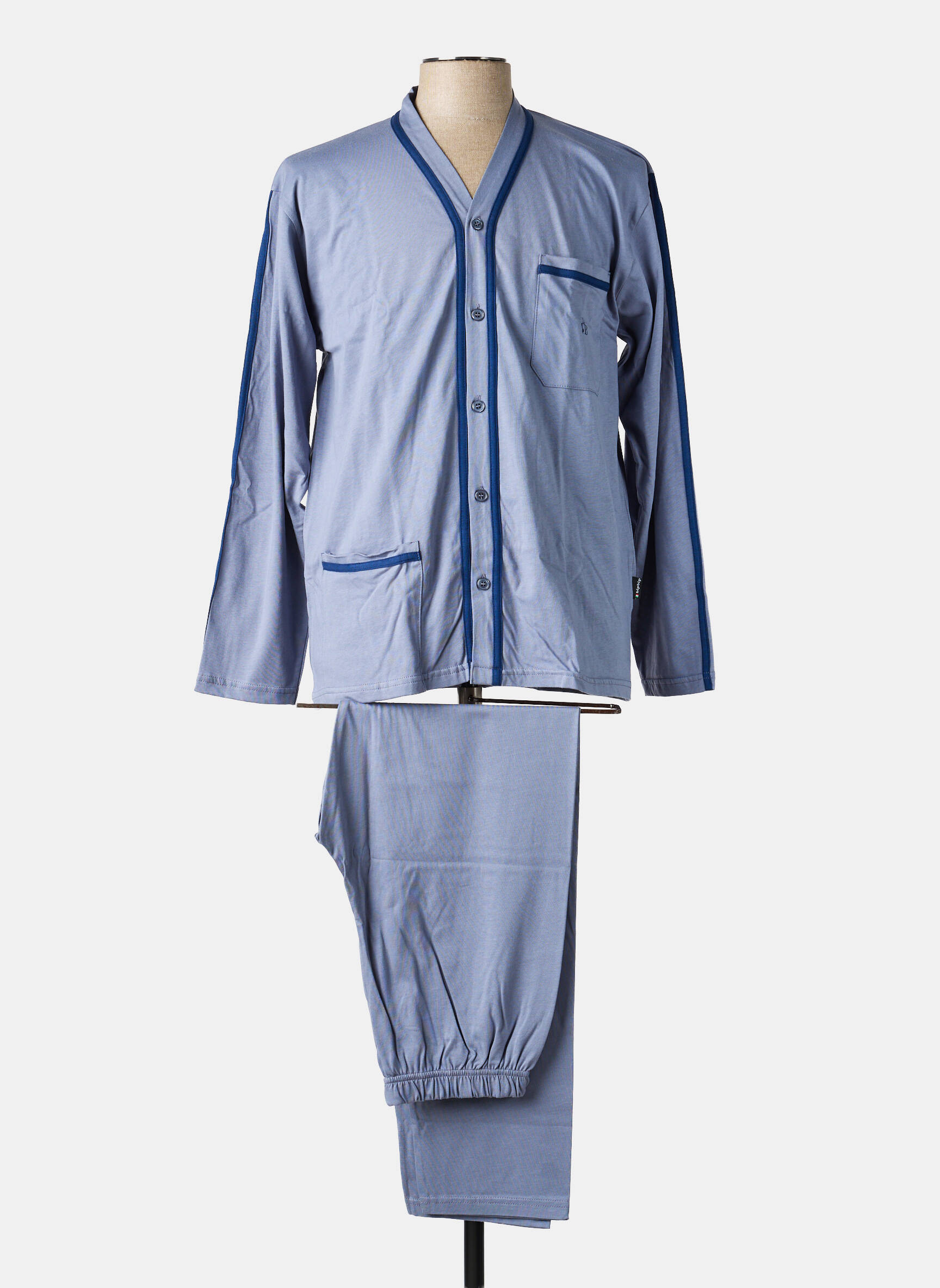 Pyjama col v bleu BIP BIP homme