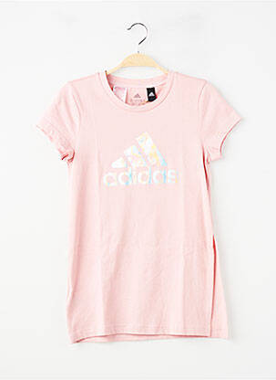 T-shirt stretch manches courtes rose ADIDAS fille
