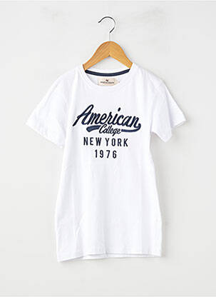 T-shirt stretch manches courtes blanc AMERICAN COLLEGE garçon