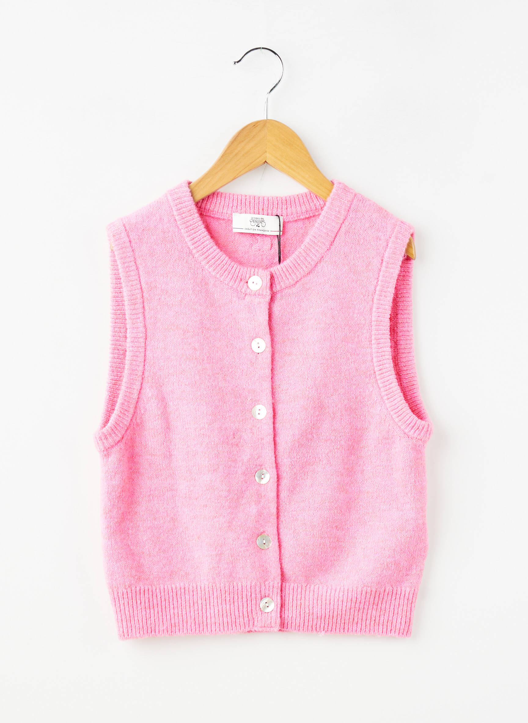 Gilet sans manche col rond rose LE TEMPS DES CERISES fille