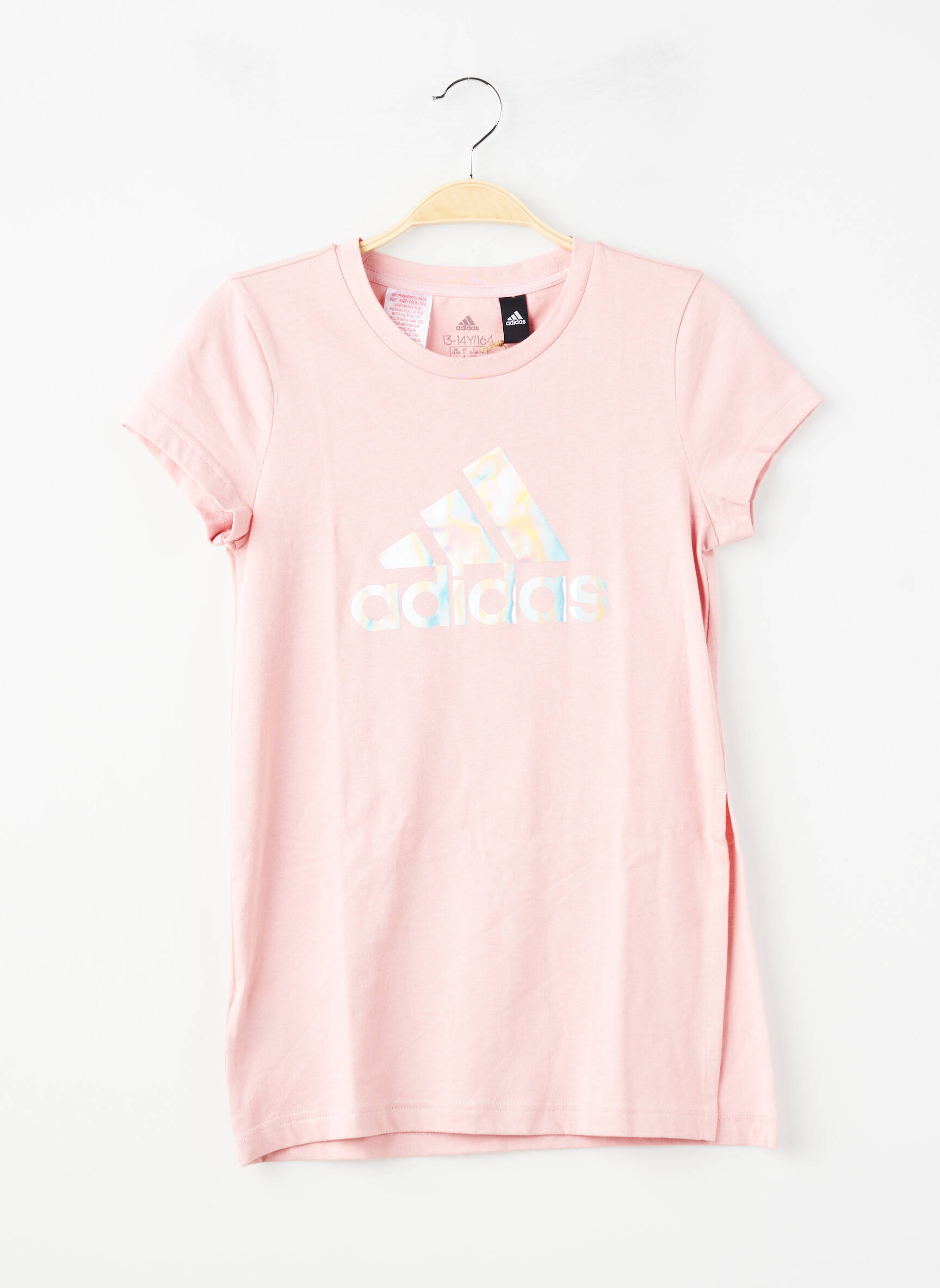 T-shirt stretch manches courtes rose ADIDAS fille