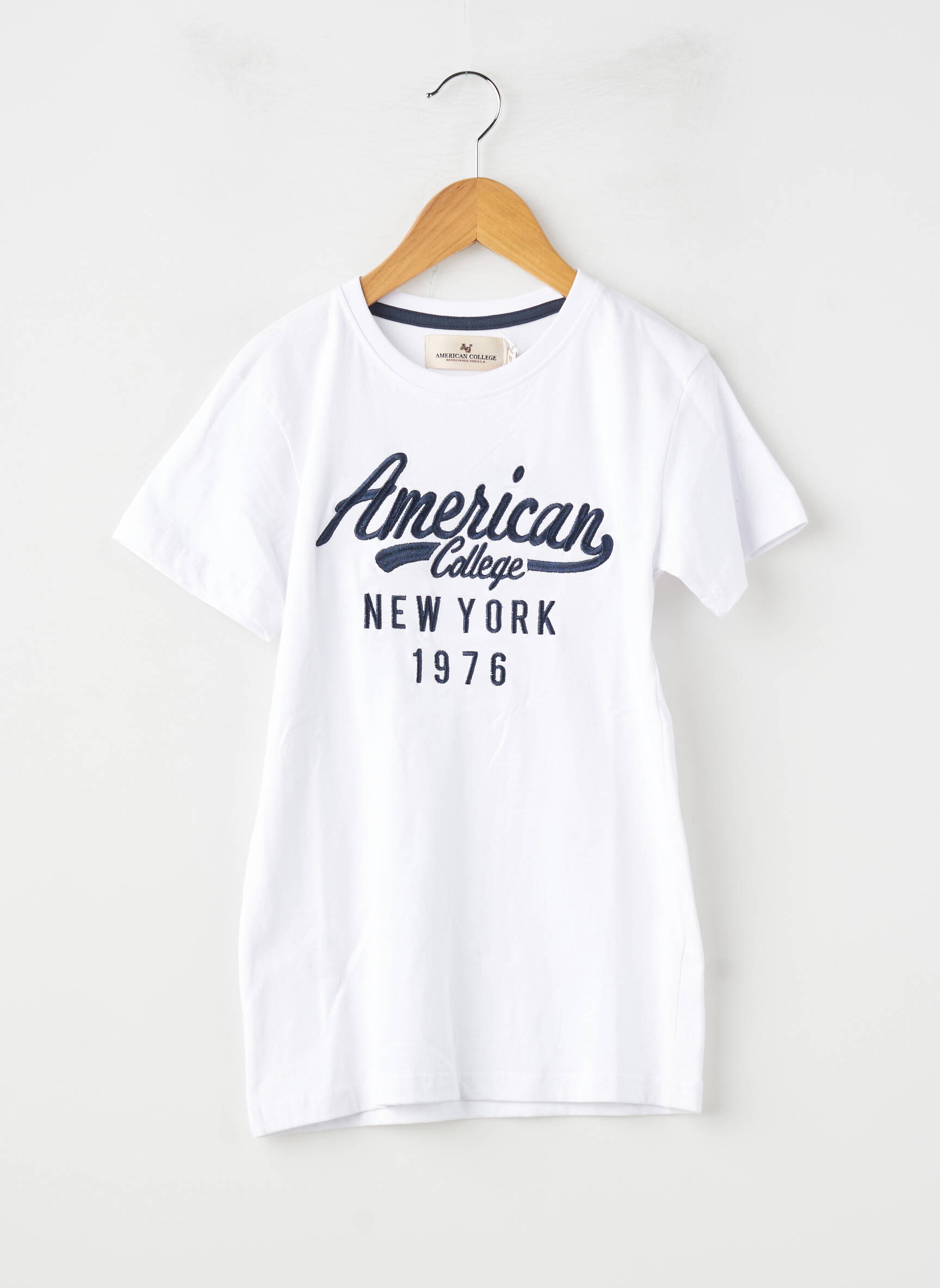 T-shirt stretch manches courtes blanc AMERICAN COLLEGE garçon