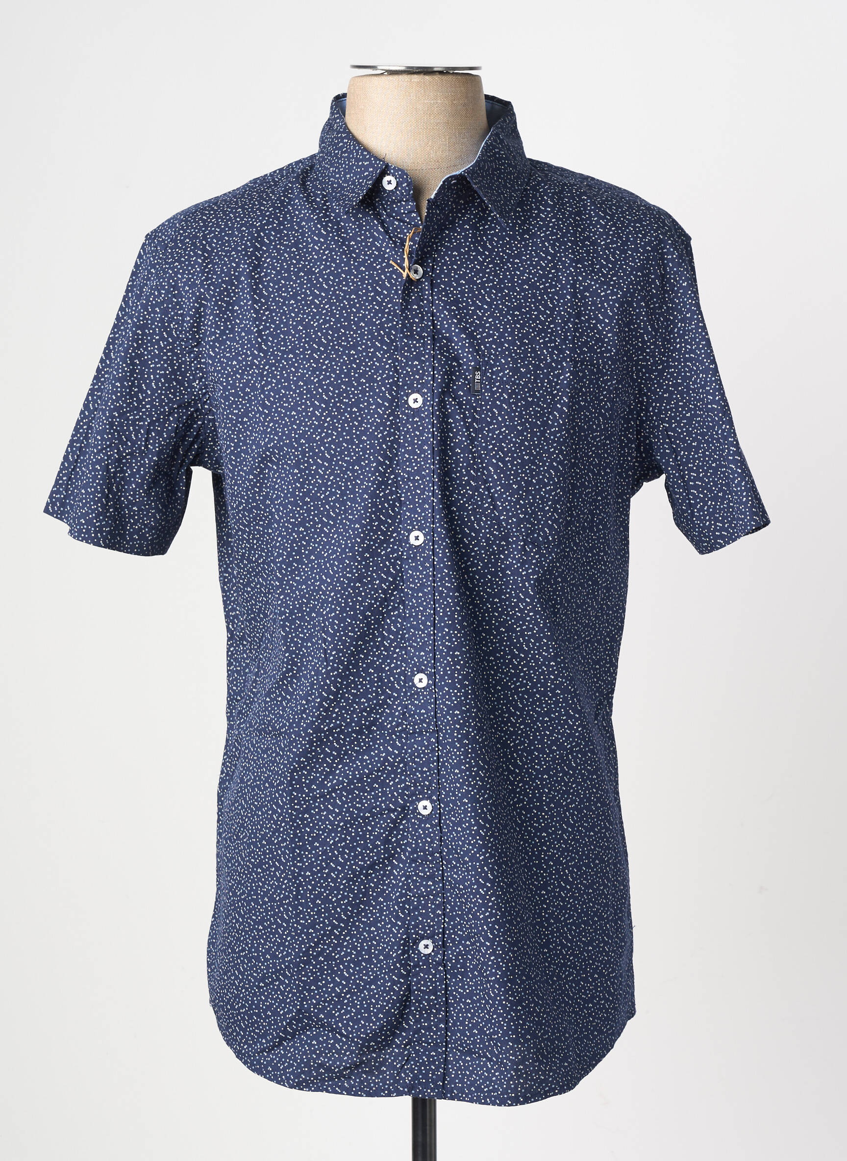 Chemise manches courtes poches bleu TBS homme