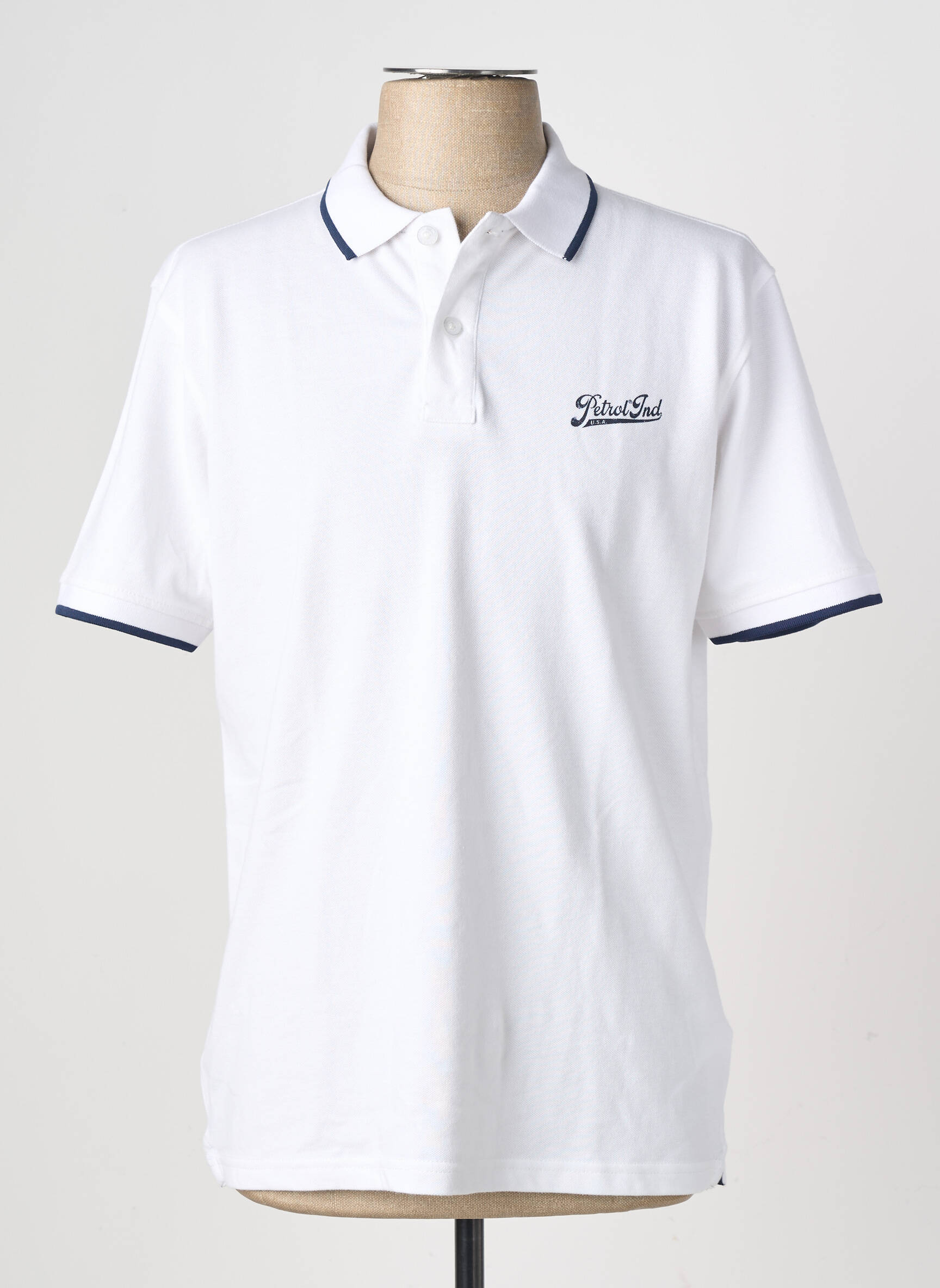 Polo stretch manches courtes blanc PETROL INDUSTRIES homme