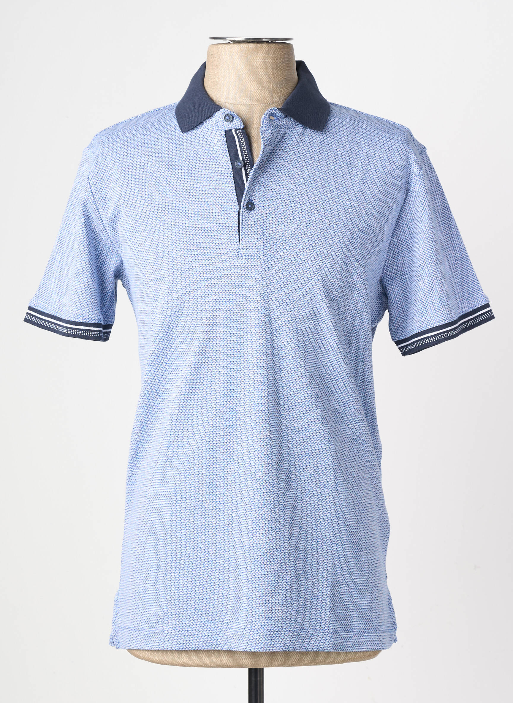 Polo tissage chiné manches courtes bleu TEDDY SMITH homme