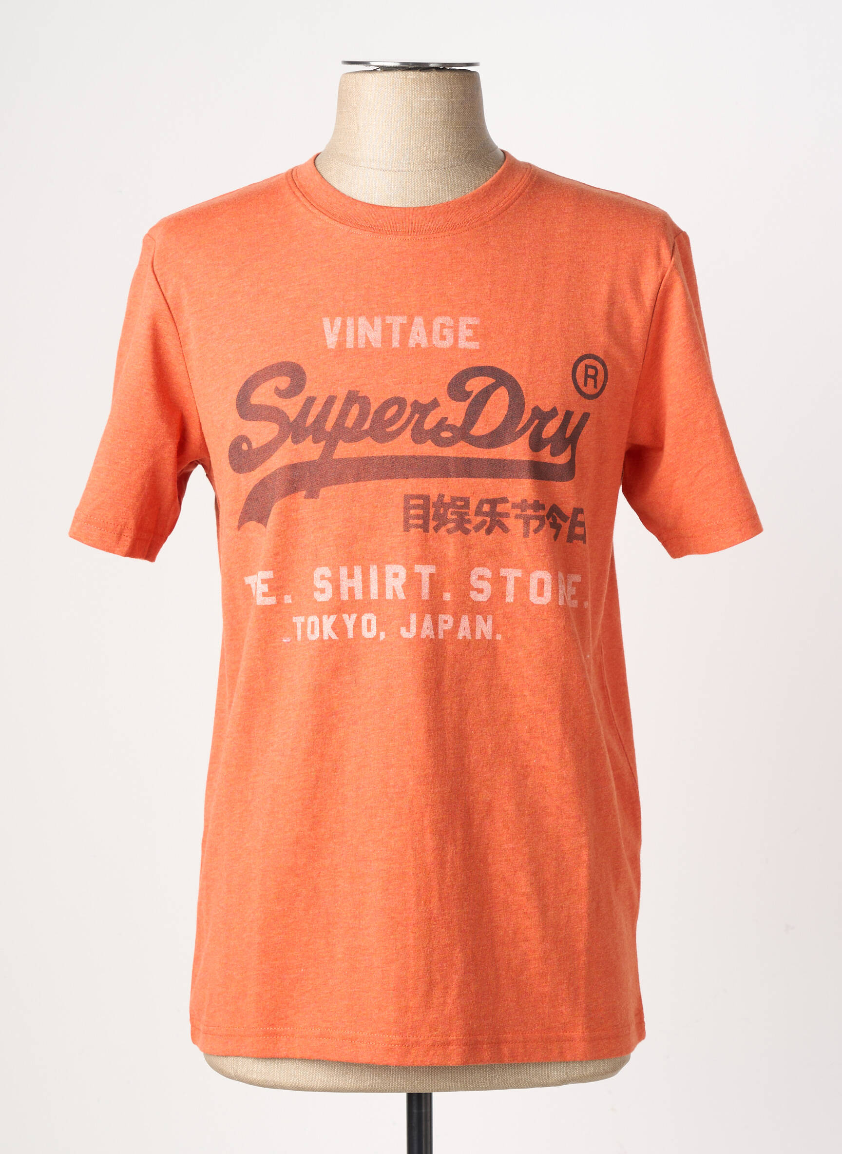 T-shirt coupe cintrée manches courtes orange SUPERDRY homme