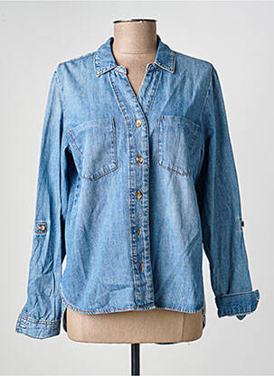 Chemisier coupe droite manches longues bleu ONLY femme