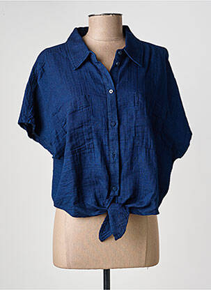 Chemisier fermeture boutonnée sur le devant manches courtes bleu ONLY femme