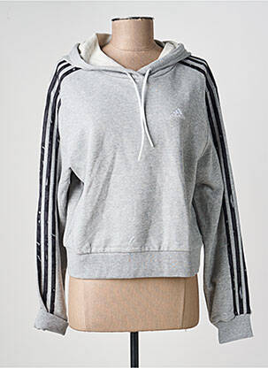 Sweat-shirt à capuche manches longues manches longues gris ADIDAS femme