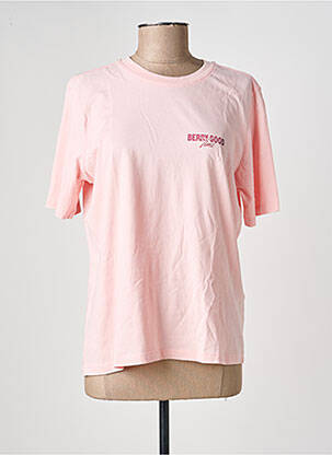 T-shirt sérigraphie floquée manches courtes rose ONLY femme