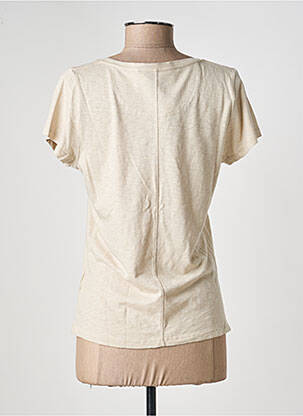 T-shirt coupe cintrée manches courtes beige SUPERDRY femme