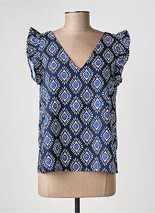 Top imprimé fantaisie manches courtes bleu ONLY femme