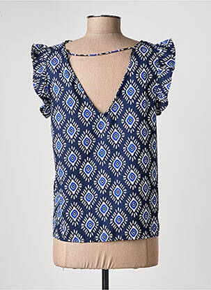 Top imprimé fantaisie manches courtes bleu ONLY femme