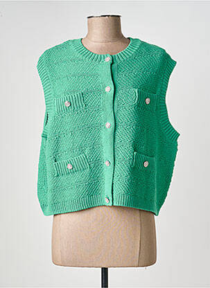 Gilet manches courtes coupe droite vert PIECES femme