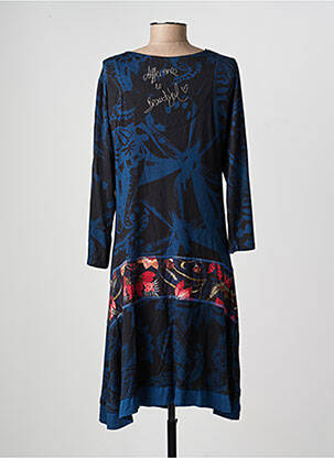 Robe mi-longue imprimé fantaisie manches longues bleu DESIGUAL femme