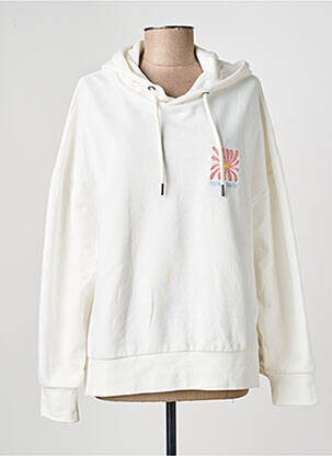 Sweat-shirt à capuche sérigraphie floquée manches longues blanc TEDDY SMITH femme